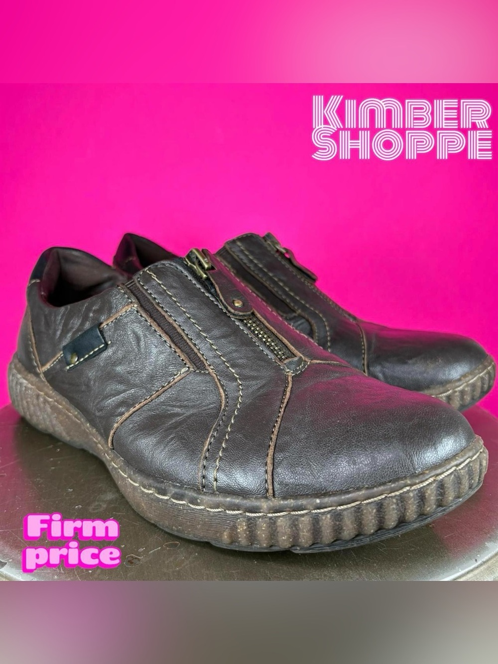 Clarks Magnolia Zip Brown Leather Casual Sneaker US 9 UK 6.5 EU 40 Wide